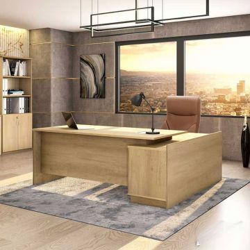 Birou profesional Amazon colt stanga, Sonoma, 180x160x76 cm - Stejar