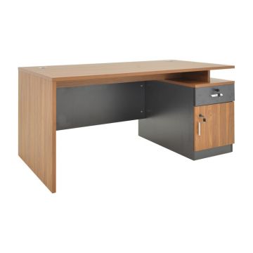 Birou profesional cu functie de organizare Oscar, Lemn, Nuc/Gris închis, 150x80x76 cm - Nuc
