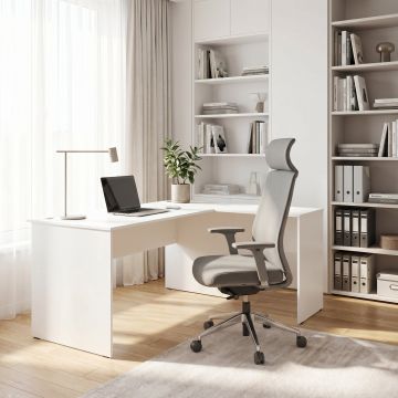 Birou RMS-320-DD-1 Home Collection® L Rio Office, Interschimbabil, Masa de colt, 160x75x144 cm - Alb