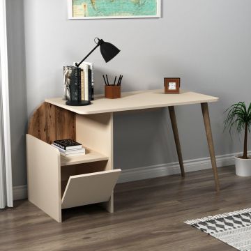 Birou Suave cu Rollbox Design Elegant, Nuc, 125x74x60 cm - Nuc