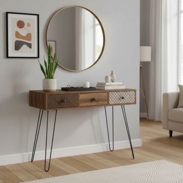 Consolă Boho, Lemn, nuc, 100x50x74 cm - Nuc