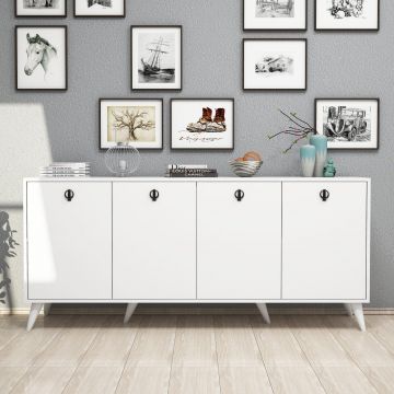 Consolă Elite Console, Alb - Negru, 180x80x45 cm - Alb