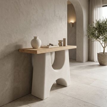 Consola Marila, Lemn de brad, Natural, 100x38x80 cm - Natural