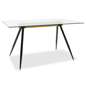 Masa Astrid, Negru - Natural - Transparent, 140x80x75 cm - Negru