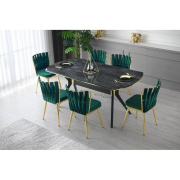 Masa Bucatarie Efor, Negru, 180x90x77 cm - Multicolor
