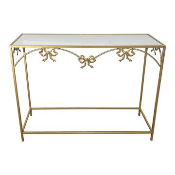 Masa Consolă Frensia, metal Aurit, Auriu, 100x30x80 cm - Auriu