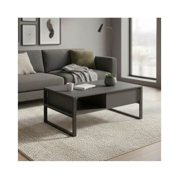 Masa de cafea Bendon, Pal melaminat si metal, 100x60x45 cm - Antracit-Negru