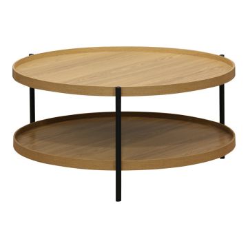 Masa de cafea Portogie mdf nuc - metal negru D80x40cm - Natural
