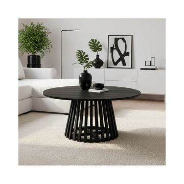 Masa de cafea Radiane Solid, design, Natural - Negru, lemn de acacia, 80x40 cm - Negru