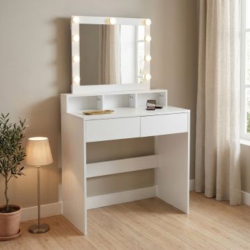 Masa de machiaj Virna, MDF, 80x40x145 cm - Alb