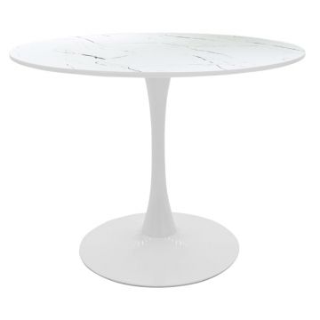 Masă de sufragerie Balou I MDF, Alb - Negru, 120x75 cm - Alb