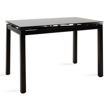 Masa de sufragerie extensibila Finn sticla 8mm picioare, negre, 110-170x70x75 cm - Negru