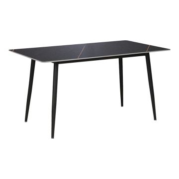 Masă de sufragerie Gustas, Metal, 140x80x76 cm - Negru