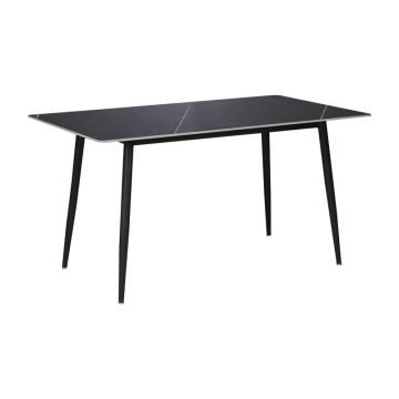 Masă de sufragerie Gustas, Metal, Negru, 120x80x76 cm - Negru
