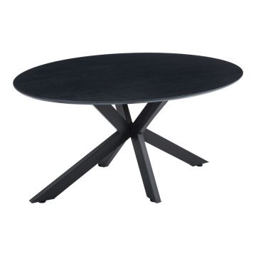 Masă de sufragerie Makrey, Metal, 160x90x75 cm - Negru