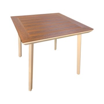 Masă de sufragerie Synergy, Placaj, Crem, 80x80x74 cm - Crem