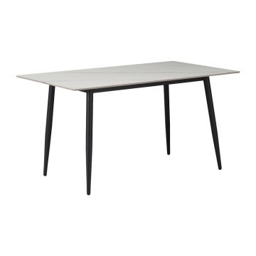 Masa Gustas, marmura, neagra, 140x80x75 cm - Alb