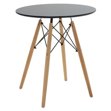 Masa Julita, negru si lemn de fag, Natural, 60x60x73 cm - Natur