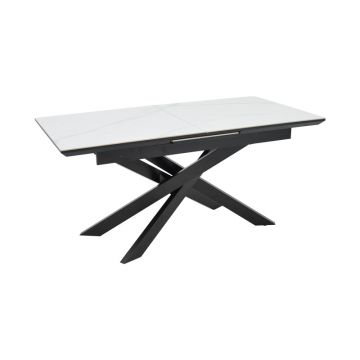 Masa Ragemi, MDF gri-negru metal, 160-200x90x75 cm - Gri