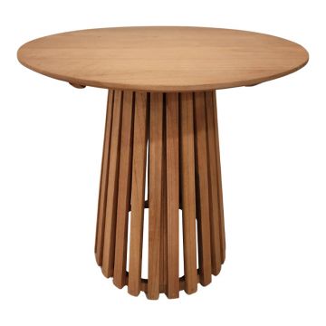 Masă Rotundă cu Funcție Kenda I, Lemn Mindi, Natur, 80x75 cm - Natur