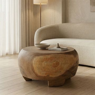 Măsuță de cafea Terra din lemn Suar, Natural, Ø60x36 cm - Natural