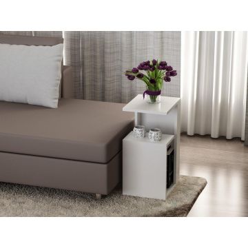Masuta Cafea Laterala Grazul, Alb, 35x60x30 cm - Alb