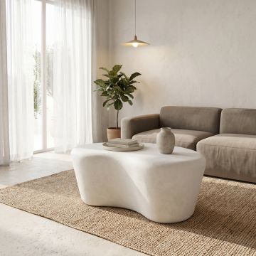 Masuta de cafea Fedris, MDF, Alb, 80x70x34 cm - Alb