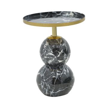Masuta laterala Dearest marmura metal, negru-auriu, D41x57 cm - Negru