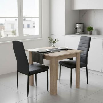 Set de Masa pentru sufragerie format 3 piese Manka-Parker, facut, neagra-sonoma 80x80x77 cm - Negru