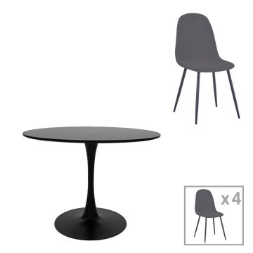 Set de sufragerie cu 5 piese Bella-Balou, negru-antracit, catifea, 100x73 cm - Negru