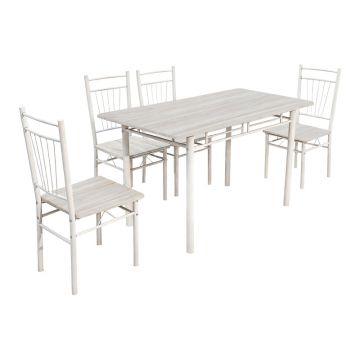 Set de sufragerie cu 5 piese, sonoma albe, 110x60x75 cm - Stejar