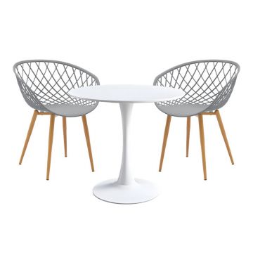 Set de sufragerie Elijah-Ezra 3 piese, Gri-Alb, 60x74 cm - Natur