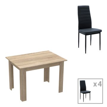 Set de sufragerie format 5 piese Manka-Parker fabricat, neagra-sonoma, 110x80x77 cm - Negru