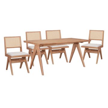Set de sufragerie Winslow, 5 piese, nuc deschis, 160x85x75 cm - Nuc