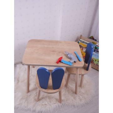 Set masa si scaun pentru copii Furniture Bunny One, 50x45x60 cm - Blue nBrown