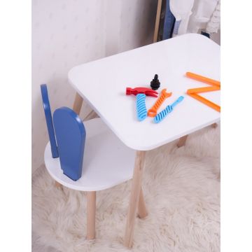 Set masa si scaun pentru copii Furniture Bunny One, 50x45x60 cm - Blue nWhite