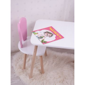 Set masa si scaun pentru copii Furniture Bunny One, 50x45x60 cm - PinknWhite