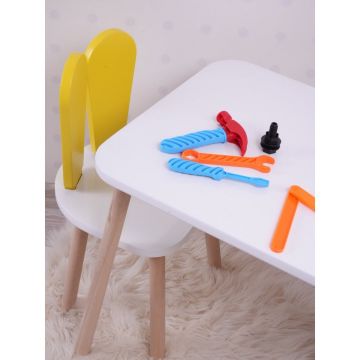 Set masa si scaun pentru copii Furniture Bunny One, 50x45x60 cm - YellownWhite