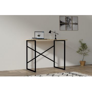 Birou Addi cu picioare metalice, 90 x 76 x 56 cm - Stejar