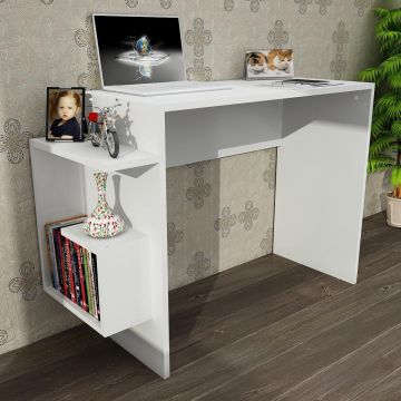 Birou Alaska cu rafturi, Alb, 104.5x40x73.8 cm - Alb