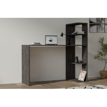 Birou Burano cu biblioteca, 121x51x75 cm - Gri