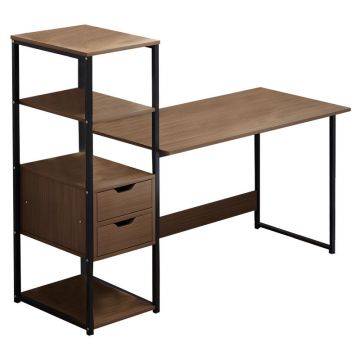 Birou cu biblioteca Zayn, Nuc, 107x40x110 cm - Nuc