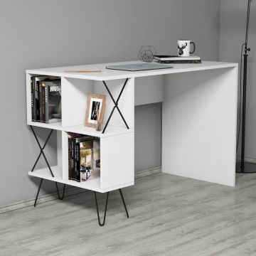 Birou Extra cu rafturi,  120 x 79 x 60 cm - Alb