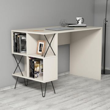 Birou Extra cu rafturi,  120 x 79 x 60 cm - Crem