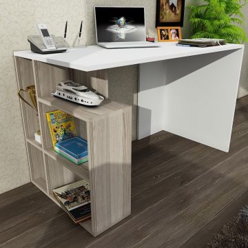 Birou Labran cu rafturi , Alb, 120 x 74 x 60 cm - Alb