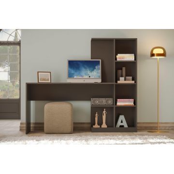 Birou Lavinia cu biblioteca, 128 x 157 x 45 cm - Gri