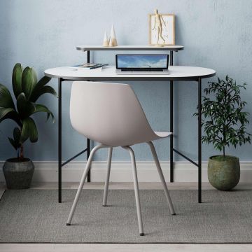 Birou Loub Sudy Desk cu Cadru Metalic,100 x 54 x 72 cm - Alb