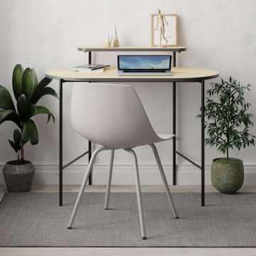 Birou Loub Sudy Desk cu Cadru Metalic,100 x 54 x 72 cm - Stejar