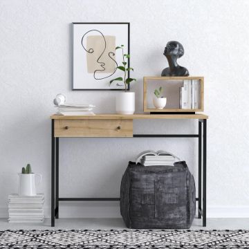 Birou Mood cu raft si sertar, Stejar, 100x45x74 cm - Stejar
