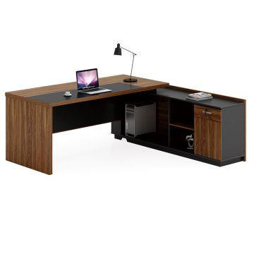Birou pe colt dreapta Oscar, nuc - antracit, 200x180x76 cm - Nuc